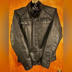 DISTORTION Men's Black Faux Leather Jacket